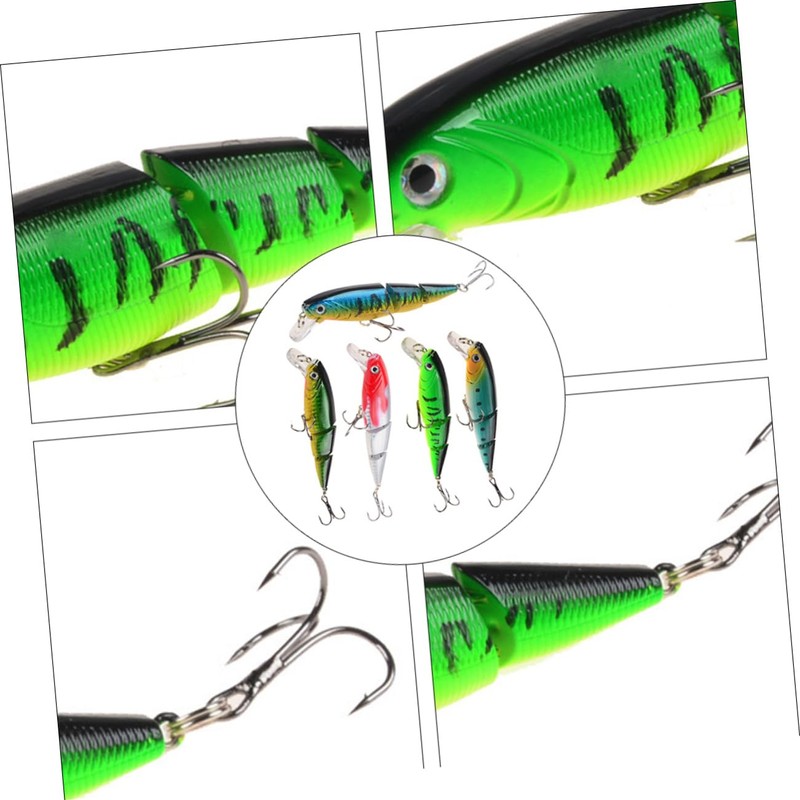 SUPVOX 5pcs Three-Section Hard Fishing Lures for Freshwater and Saltwater