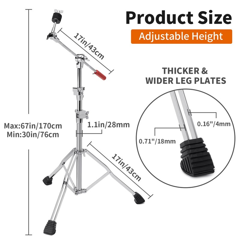 Seteol Heavy Duty Boom Cymbal Stand, 2-in-1 Convertible Boom/Straight Stand,