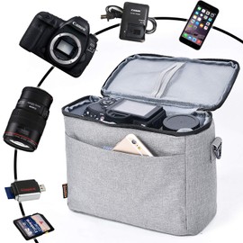 FOSOTO Waterproof SLR Camera Shoulder Bag, gray, shoulder bag