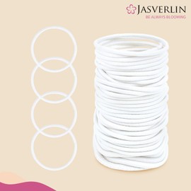 JASVERLIN JASVERLIN 2mm White Hair Elastics Ties, Thin Ponytail Holders for Women Girls Kids, No Pull No Damage Slip Rubber Bands Fine to Medium Hair Accessories 80 Pcs