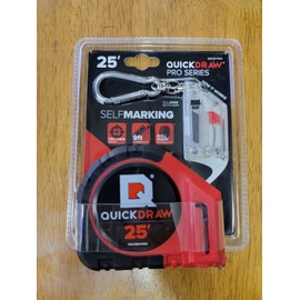 Quick-Draw 25' Foot QUICKDRAW PRO Self Marking Measuring Tape Built in Pencil Power Locking
