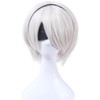 NSPSTT Short Hair Bob White Silver Heat Resistant Wig Cosplay