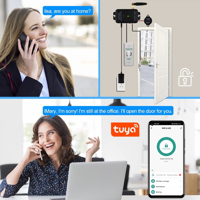 ReaIOKbii WiFi Tuya Door Access Control Kit, Home Security System,