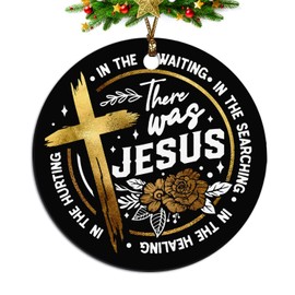 ignytiger Christian Christmas Ornaments, There was Jesus Scripture Ceramic Christmas Xmas Ornament Keepsake Decorations, Inspirational Christian Gifts for Women Teen Girls