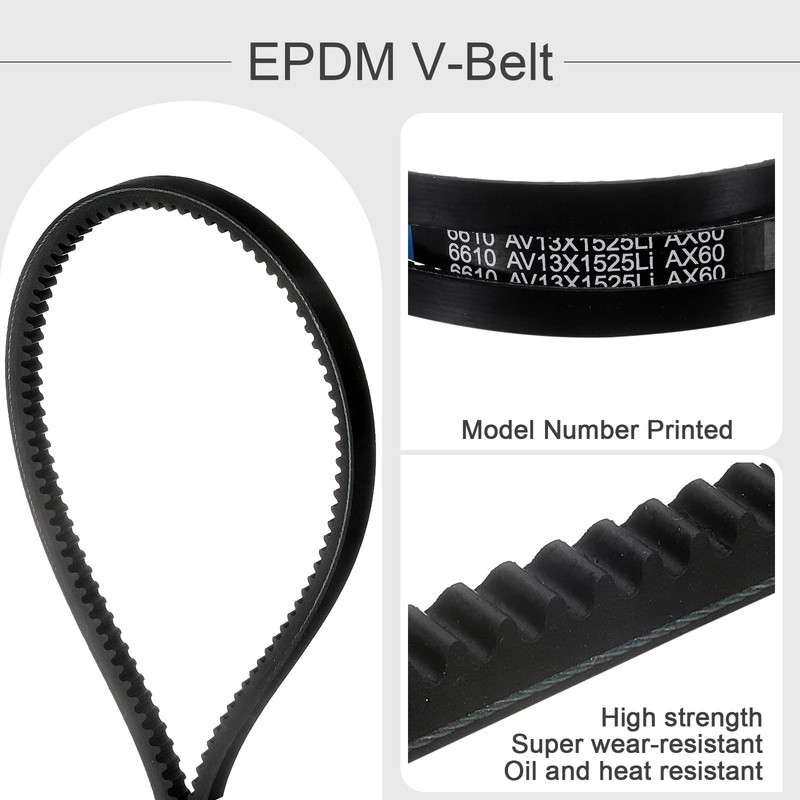 sourcing map 3 Pcs AX60 EPDM V-Belt, Raw Edge Cogged