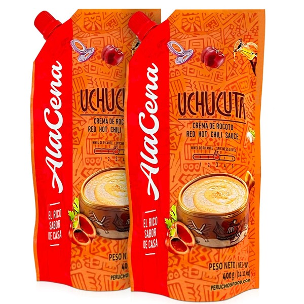 Alacena Crema de Rocoto Uchucuta Nuevo Paquete 400 g | Peruvian Red Hot Chili Sauce New Package 2 Pack