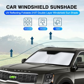 KUST Windshield Sun Shade for Kia Telluride 2020 2021 2022 2023 2024 Window Sunshade Sun Visor Protector Foldable Blocks UV Rays Keep Your Car Cooler