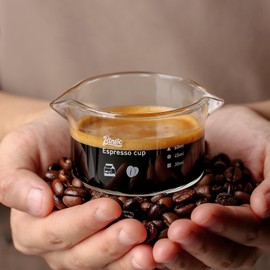 Espresso Shot Glass 2 Pack - 3oz Barista Espresso Cups with Double Spout, 90ML Clear Espresso Shots Cup Set of 2