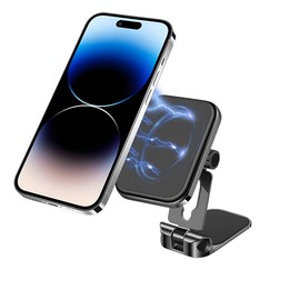 JNNJ 360° Drehbarer Magnetischer Handyhalter Auto, Klappbarer Autotelefonhalter Aus Metall, Klappbarer Auto-Armaturenbrett-Handyhalter Aus Metall, Universal KFZ Handyhalter Für Smartphone(Graphit)