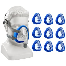 10 Pack CPAP Mask Liners for Full Face Mask Cushion, CPAP Mask Covers for Comfort Wear, Soft and Silky Cushion Liners for CPAP Masks Cover - Reduce Air Leaks Red Marks and Noisy, Blue