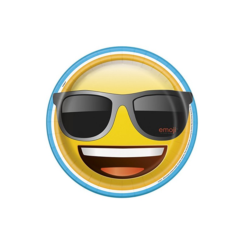 Unique Party 50885 - 23cm Cool Emoji Party Plates, Pack