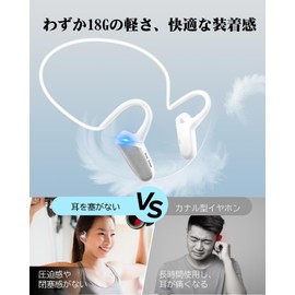 EQZ 0727 Air Conduction Earphones, Bone Conduction Earphones, Evolution of Earphones, 0.6 oz (18 g), Ultra Lightweight, Fits Comfortably, ENC Noise Cancelling, Microphone Included, No Clogging