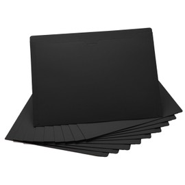 Black File Jackets, Flat-No Expansion, Letter Size, Reinforced Straight-Cut Tab, 10 Pack