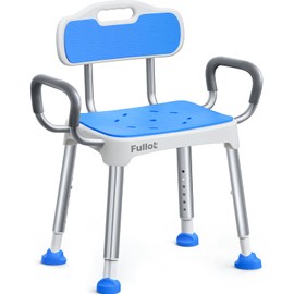 FULLOT Widened Shower Chair for Inside Shower with Padded Back & Arms, 400 lbs Heavy Duty & Adjustable Shower Chair for Elderly and Disabled, Non-Slip Shower Seat, Bath Chair for Tub, HSA/FSA Eligible