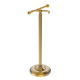 WZKALY Toilet Paper Holder Stand, Brushed Brass Toilet Paper Holder Free Standing, Post Pivoting Design & Stable Weighted Base SUS304 Stainless Steel for Bathroom(Mega Roll)