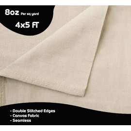 Textila All Purpose Canvas Drop Cloth - 4x5 Feet Pack of 1 - Canvas Fabric Drop Cloth for Painting, Floor & Furniture Protection, Painters Drop Cloth, Washable & Reusable Thick Duck Fabric