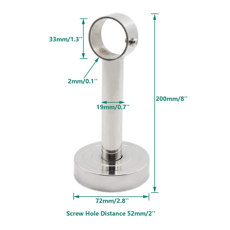 2 Pack Ceiling Mount Bracket, Stainless Steel Wardrobe Pipe Bracket