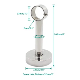 2 Pack Ceiling Mount Bracket, Stainless Steel Wardrobe Pipe Bracket Rod Holder Ceiling Holder, ULIFESTAR Shower Curtain Closet Wardrobe Rod Lever Support Pipe Flange Socket (D*H)33*200mm/1.3*8''