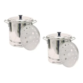 2000 2 Vaporera Olla Tamalera 20 Litros Aluminio