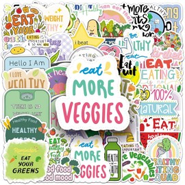 Healthy Diet Stickers Pack, ATMBD 50Pcs Eating Health Decals for Decoration Laptops Water Bottle Fridge Furniture Kitchen, Leave Anorexia Encourage Love Food Sticker for Kids Teens