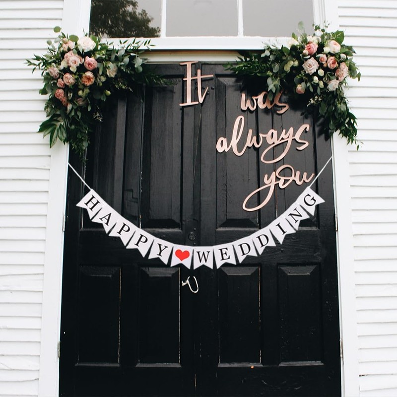 LKCCTK Set of 2 Wedding Garlands, Happy Wedding/Just Married, Perfect
