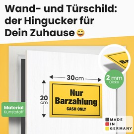 DankeDir! Nur Barzahlung Cash only - Sign 30 x 20 cm - Funny Cash Payment Sign for Catering Retail - No Card Payment Decoration for Shop Restaurant Catering Note
