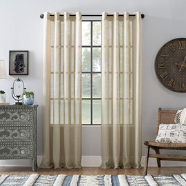 Archaeo Slub Textured Linen Blend Grommet Top Curtain, 52" x 95",54909