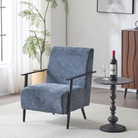 Christopher Knight Home Nadine Iron Accent Chair, Upholstered Club Chair, Thick Cushion Armchair, Spacious Single Sofa, Deep Seating Reading 1 Seater Couch for Living Room Reading Home, Blue Gray