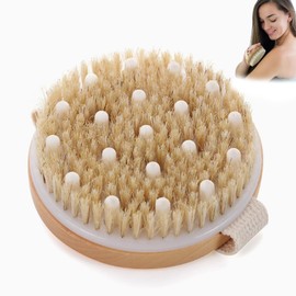 Dry Body Massage Brush, Body Brush, Natural Bristles, Bath Brush, Dry Massage Brush, Exfoliating Brush, Reduces Cellulite and Improves Lymphatic Functions