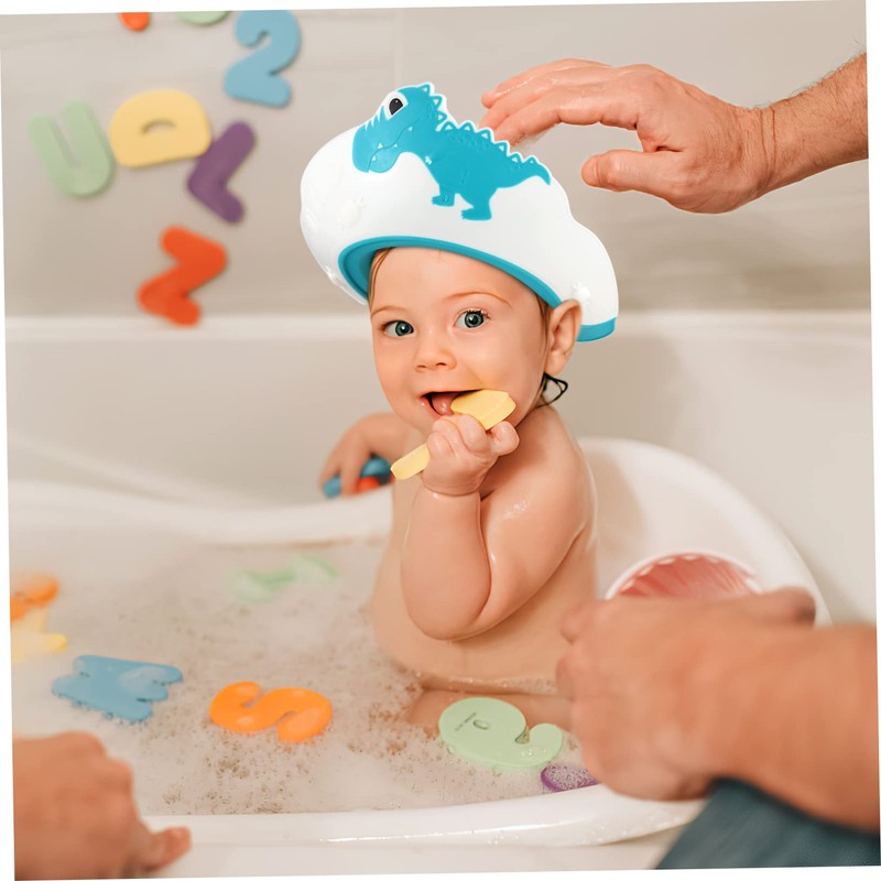 BESPORTBLE 4Pcs Adjustable Shower Caps Cartoon Dinosaur Hair Washing Hats