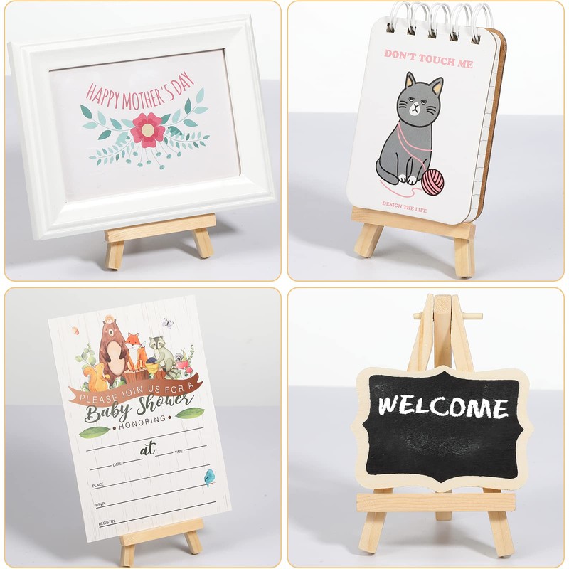 Yalikop 40 Pack 5 Inch Mini Wood Easel Stand Mini
