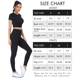 PINKSAVIOR Workout Sets for Women Two Piece Outfits Seamless High Waist Leggings Yoga Crop Tops Athletic Sports Gym Sets(P005S-Black 1）