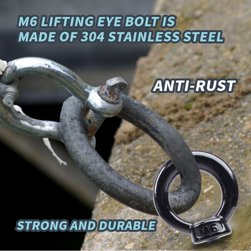 Antrader M6 Lifting Eye Bolts,2PCS Stainless Steel Machinery Shoulder Lifting