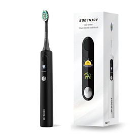 SOOENJOY NB-1 LCD Screen Electirc toothbrush,5 modes 5 intensities & DIY mode,Rechargeable Sonic Electric Power Toothbrush for Adult,black