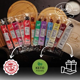 12 Piece Exotic Jerky Variety Pack - Great Gift Idea and Unique Flavors - REAL Venison Jerky, Elk Jerky, Buffalo Jerky, Wild Boar Jerky - Exotic Meat Snacks Variety Pack - 12 total oz.