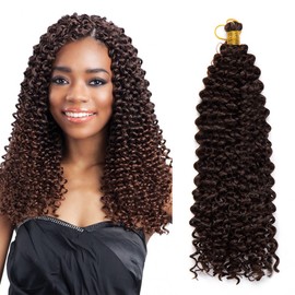 Hair Extensions Synthetic Crochet Braids Water Wave Braiding Hair Wavy Weave For Women - Medium Brown(Length:14"/35cm,Weight:100g)