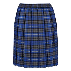 Girls Premium Quality UK Made Tartan Box Pleated School Uniform Skirt Red Blue Green Maroon Light Blue (Blue, 6-7 Years)