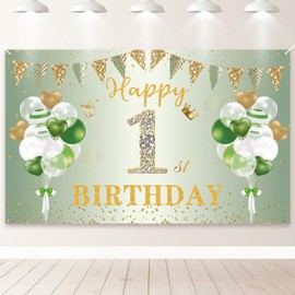 PartyYaa 1st Birthday Banner Decoration, Extra Large 1st Birthday Banner, Happy Birthday Banner Background Photo Booth Sign Poster Party Decoration for Girls and Boys (180 x 110 cm)