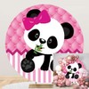 OERJU 7.5x7.5ft Panda Round Backdrop Pink and White Stripe Bamboo