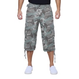 X RAY Men's Belted Long Cargo Shorts for Men, Below Knee Length Mens Cargo Shorts, 3/4 Pants (Big and Tall Shorts for Men) SAGE CAMO 32