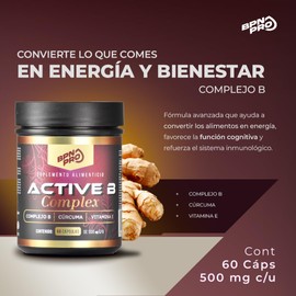 Complejo B Cúrcuma y Vitamina E | Suplemento Alimenticio para Energía, Salud Celular y Antioxidantes Naturales | 60 Cápsulas de Fórmula Avanzada | Multivitaminico | BPN PRO