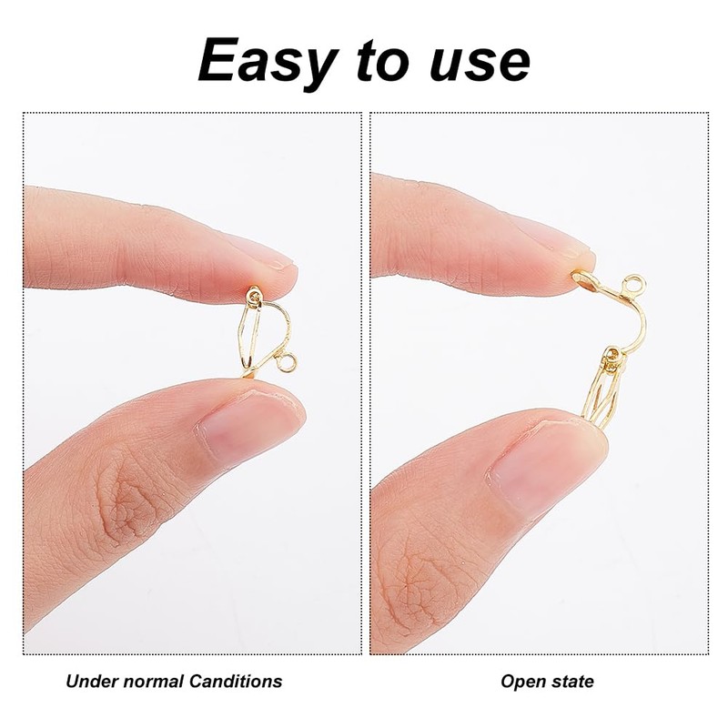 PH PandaHall 96pcs 6 Colors Brass Clip-on Earring Converter Component