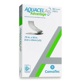 ConvaTec AQUACEL Ag Advantage 2"x2" Enhanced Antimicrobial Hydrofiber Dressing with Ionic Silver for Acute and Hard-to-Heal Wounds, Medical Grade, Micro-Contouring, Absorbant, Square, 10ct Box