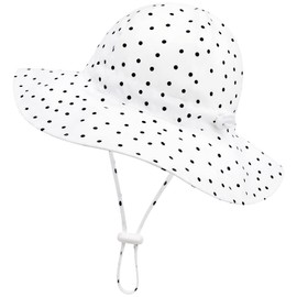Sarfel Toddler Girl Sun Hat, White, Polka Dots, UPF 50+, 0-48 Months, Floppy Bucket Hat, Outdoor, Summer, Baby Girls, Machine Wash