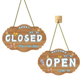 Durable Double-Sided Open/Closed Sign - Adjustable Hanging Business Hours Signage for Bar Doors, Coffee Shops & Boutique Windows, Commercial-Grade Rope-Mounted Door/Wall Sign