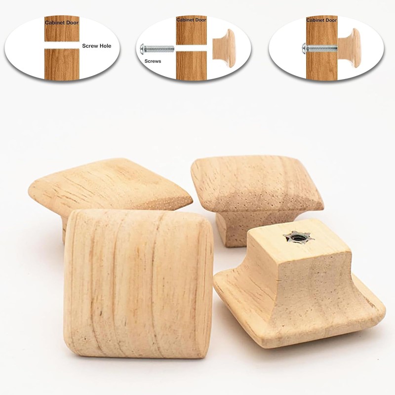 CHENRONGWEI 4Pcs Convenient Handle Solid Wood Cabinet Simple Install Wooden