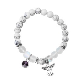 ENSIANTH Guardian Angel Bracelet for Women Girl 12 Birthstone Bracelet Guardian Angel Jewelry Birthstone Memorial Sympathy Gift (Feb. bracelet)