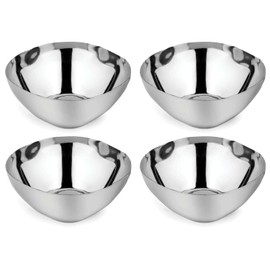 Ahimsa Stainless Steel Bowls for Kids | 12 Ounce Salad Bowls | Pediatrician Designed - Dishwasher Safe | 100% BPA Free | Pack of 4 (Classic Stainless)