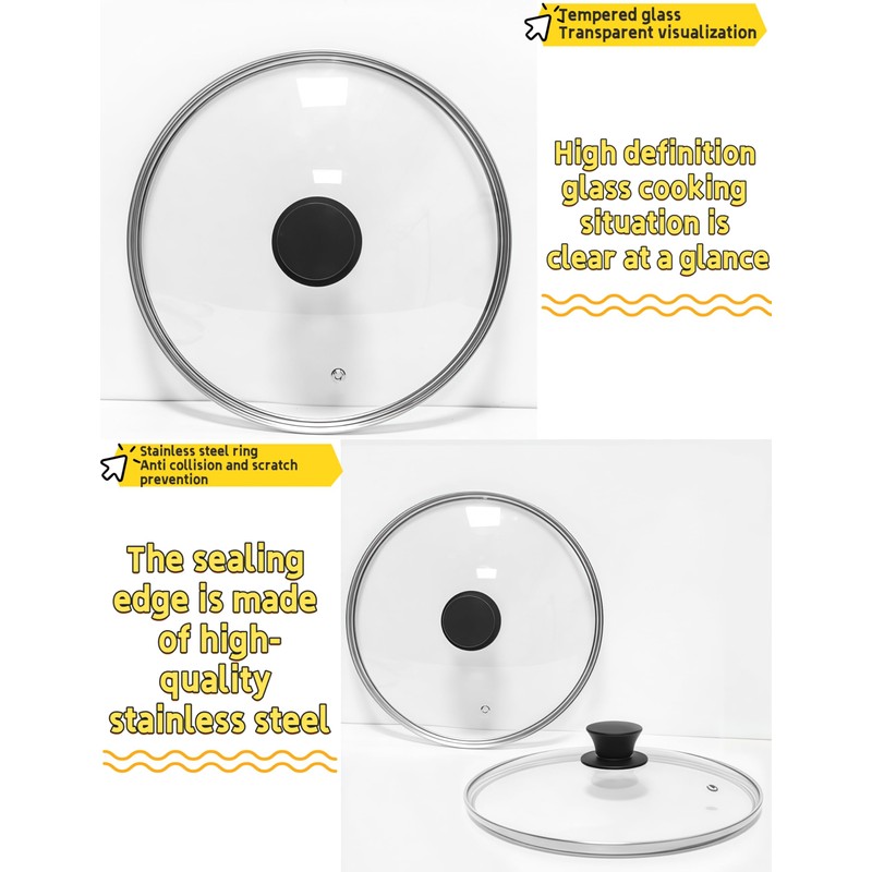 luvilly1Pack 8 Inch Tempered Glass Lid, Stainless Steel Rim Frying