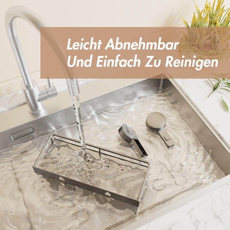 RUIHANDA Suction Cup Shower Shelf without Drilling, 30 cm Length,